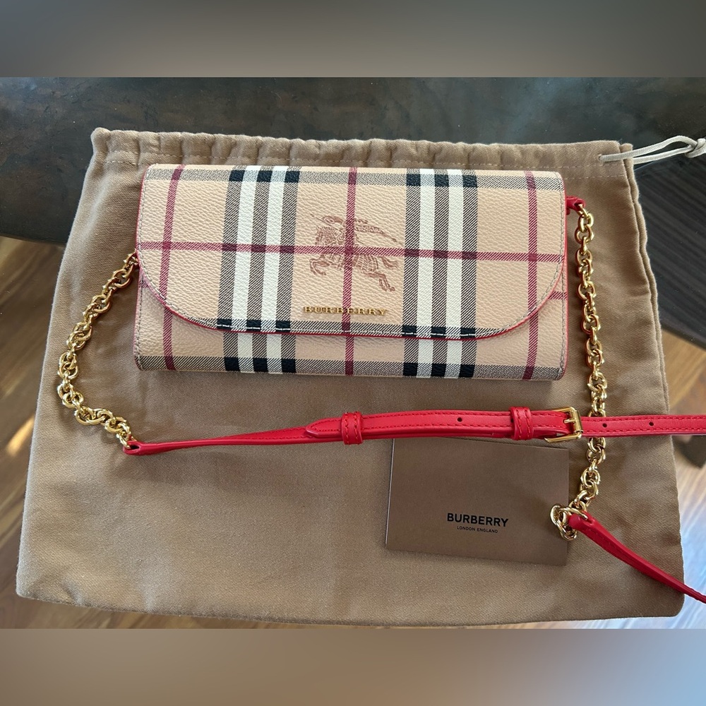 Burberry Haymarket Check Coated Canvas Henley Wallet/Crossbody/Clutch Bag